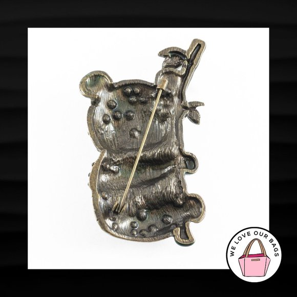 NEW CRYSTAL RHINESTONE PANDA BEAR METAL CHARM BROOCH PIN for BAG COAT SCARF - Picture 2 of 2